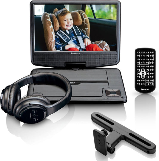 Lenco DVP-947BK – Hordozható DVD Lejátszó 9" Kijelzővel és Bluetooth® Fejhallgatóval